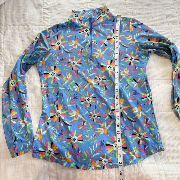 Ibkul Shirt Womens Small Blue 1/4 Zip Golf UPF50 Outdoor Pickleball Vented Bird - Picture 8 of 9